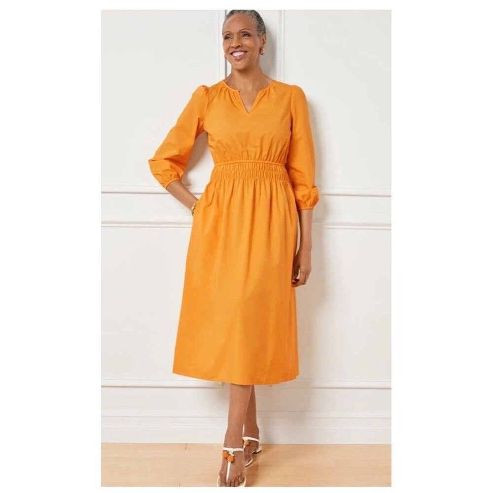 Talbots Bright Orange Midi Dress
